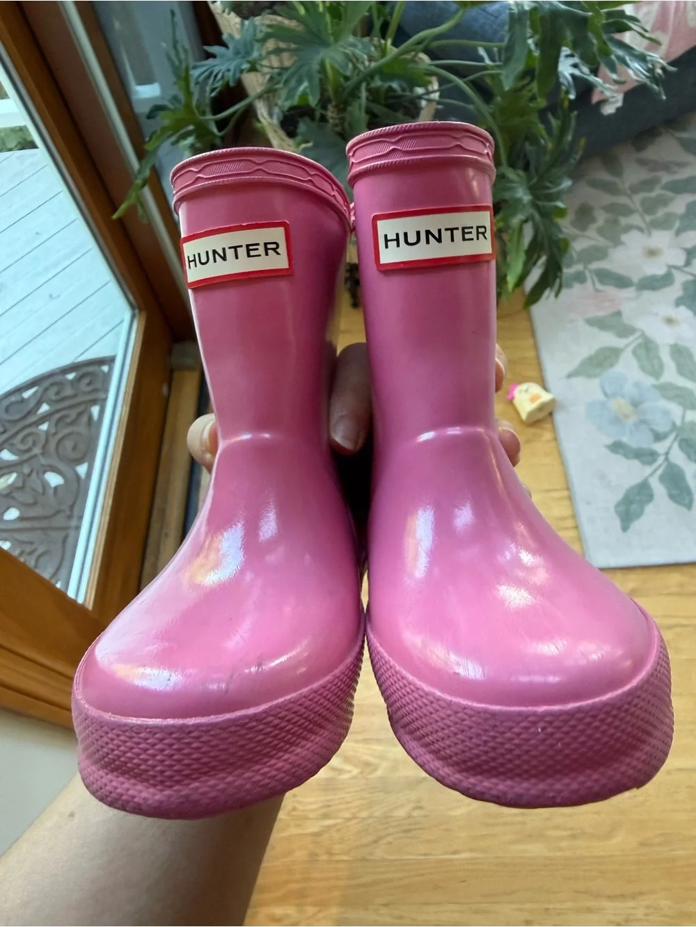 Hunter Kids Bright Pink Waterproof Rain Boots